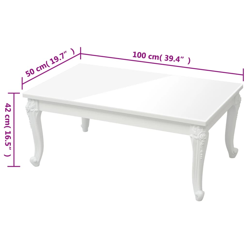 vidaXL Konferenční stolek lesklý bílý 100x50x42 cm kompozitní dřevo