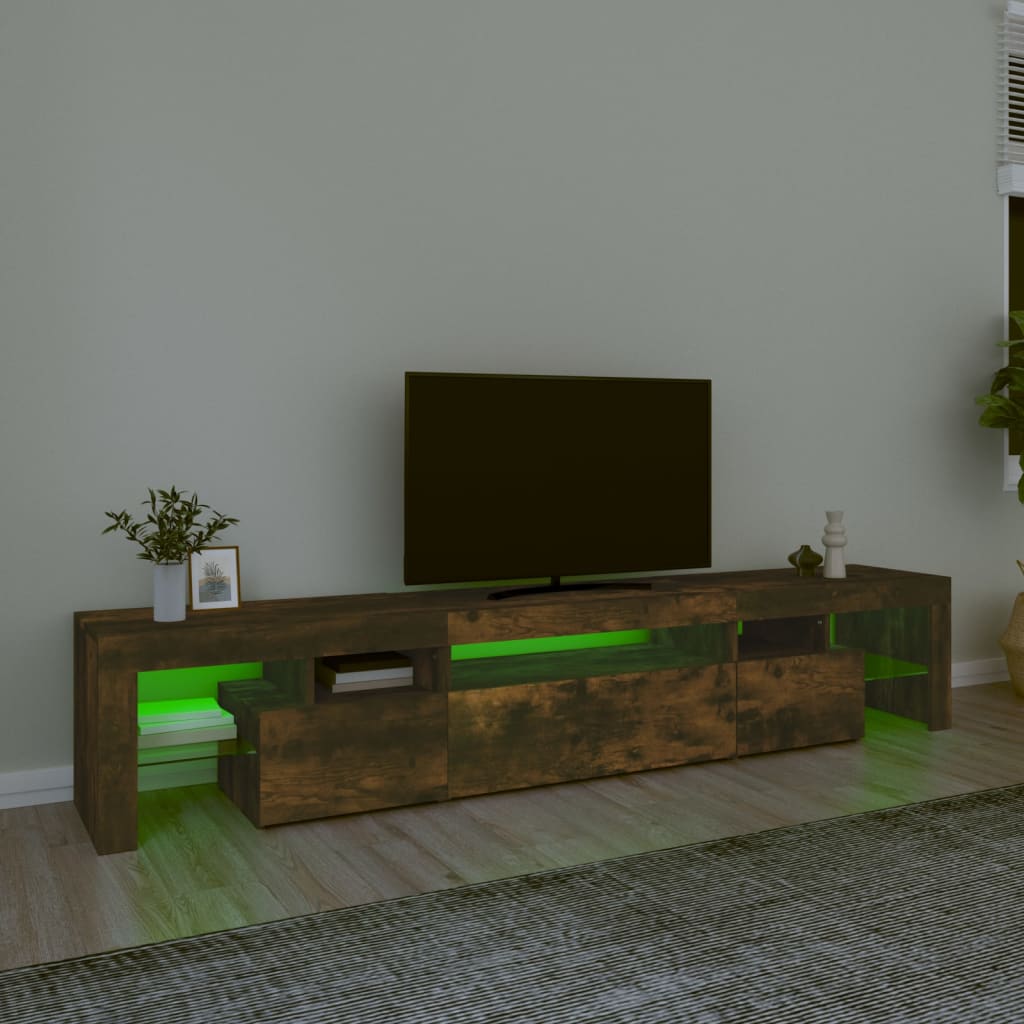 vidaXL TV skříňka s LED osvětlením kouřový dub 215x36,5x40 cm