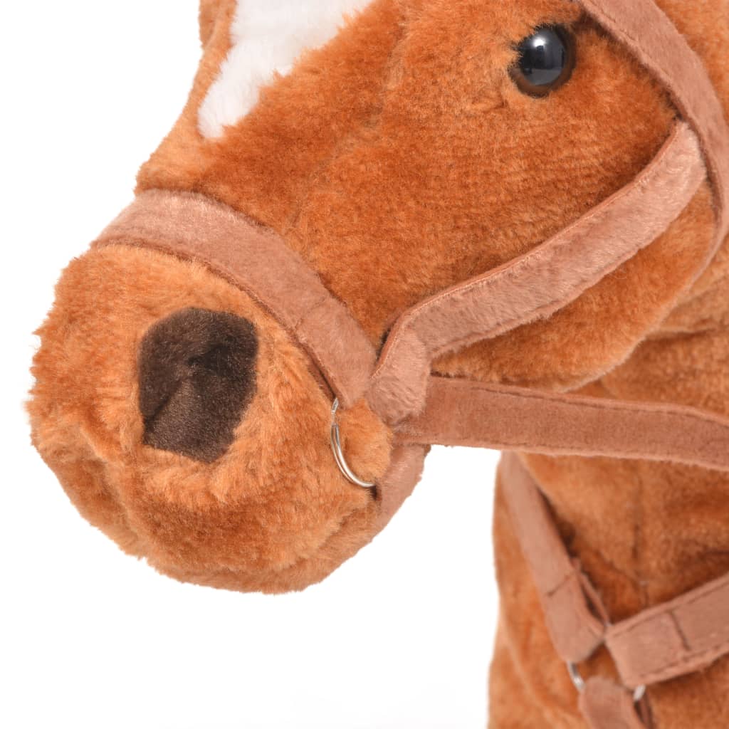 vidaXL Stojící plyšová hračka kůň hnědý