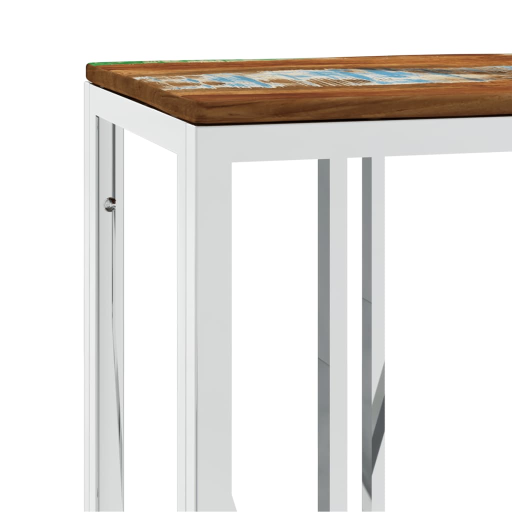 vidaXL Konzolový stůl stříbrný nerez ocel a masivní recyklované dřevo