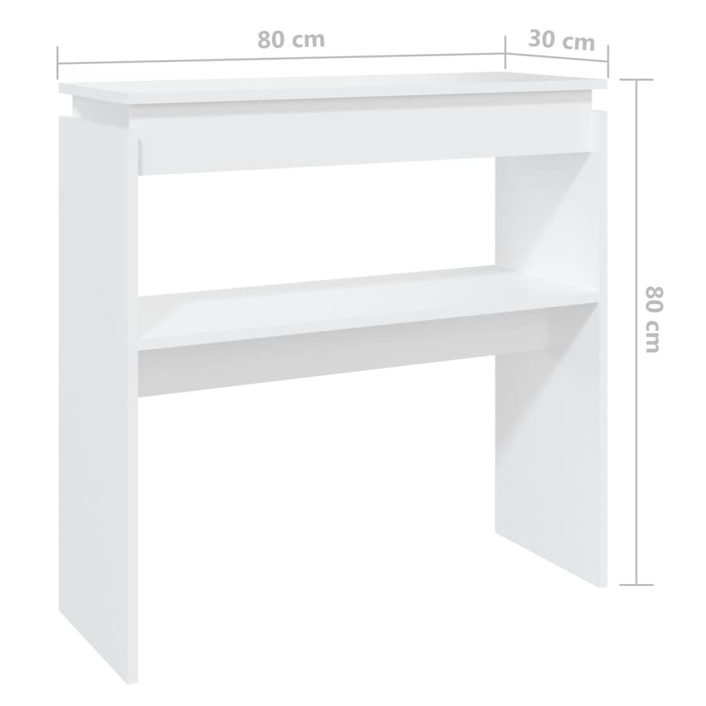 vidaXL Konzolový stolek bílý 80 x 30 x 80 cm dřevotříska