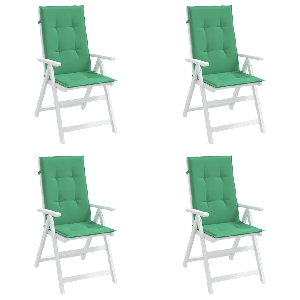 vidaXL Podušky na židli vysoké opěradlo 4 ks zelené 120x50x3 cm textil