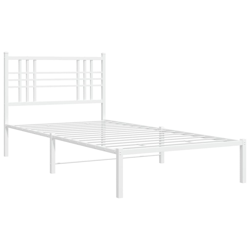 vidaXL Kovový rám postele s čelem bílý 90 x 190 cm