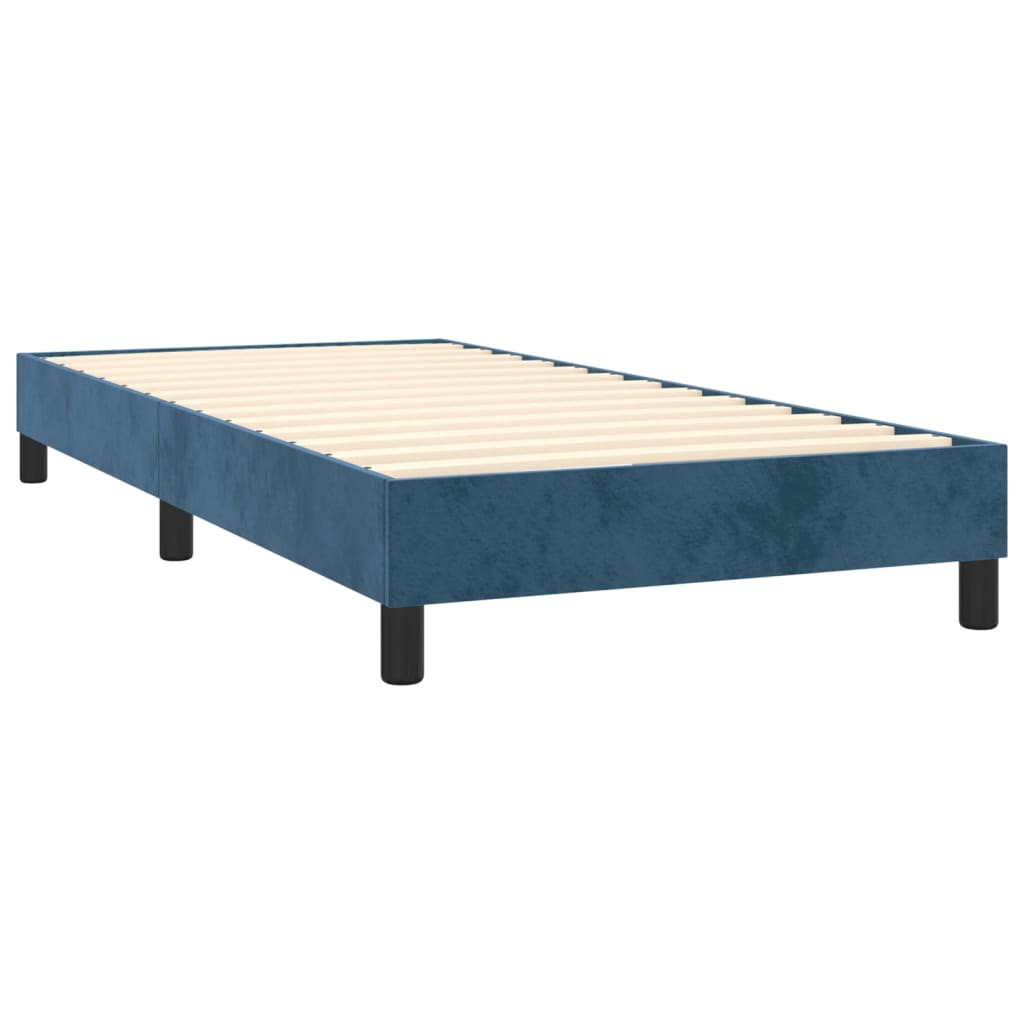 vidaXL Box spring postel s matrací a LED tmavě modrá 100x200 cm samet