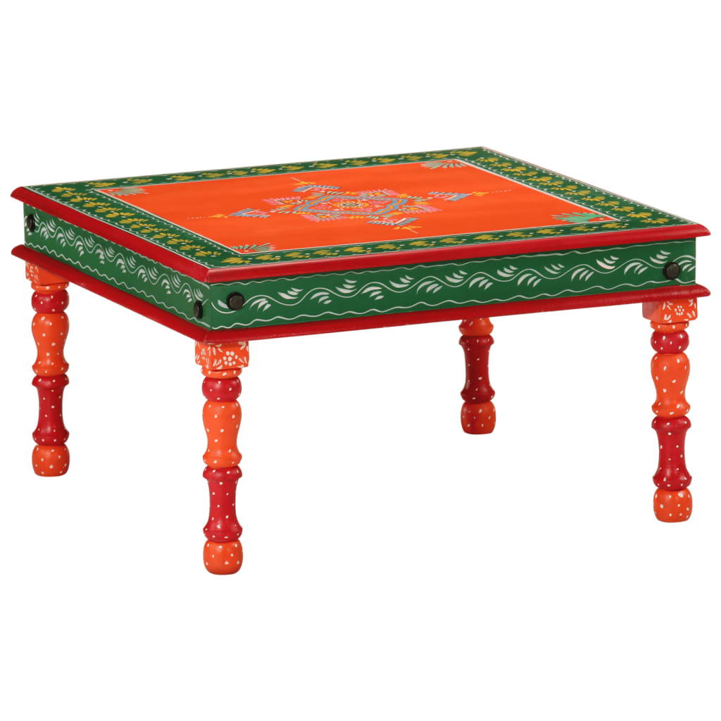 vidaXL Konferenční stolek oranžový ručně malovaný masivní mangovník