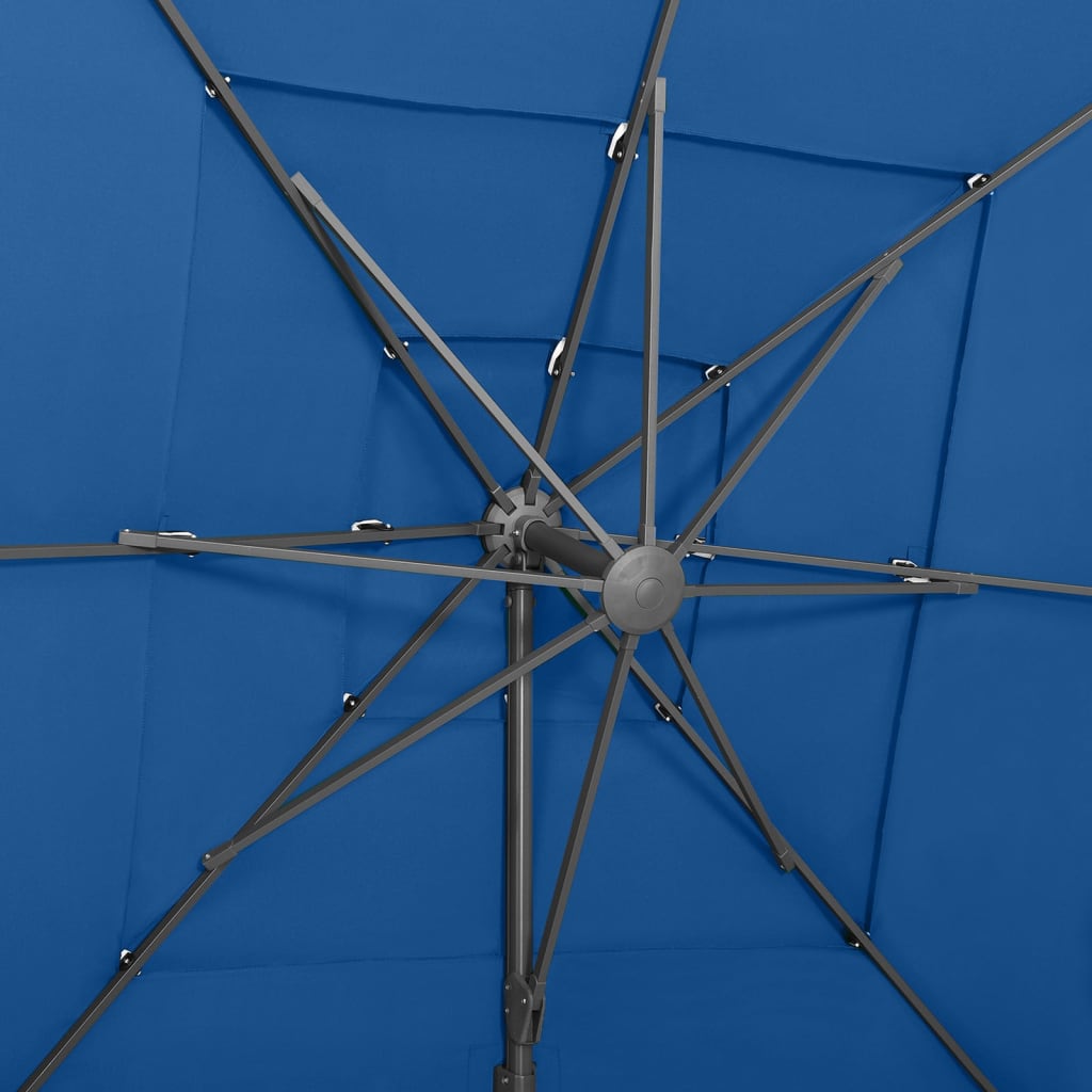 vidaXL 4stupňový slunečník s hliníkovou tyčí azurově modrý 250x250 cm