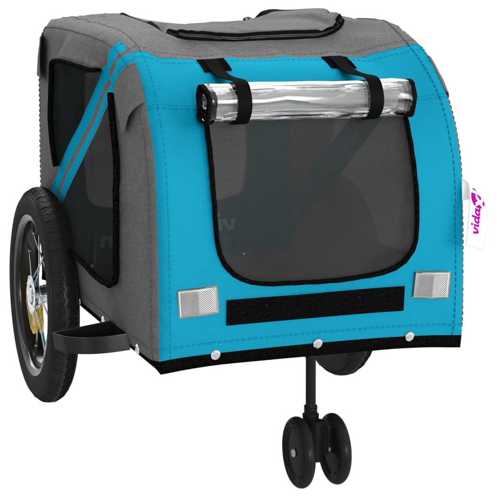 vidaXL Vozík za kolo pro psa modrý a černý oxfordská tkanina a železo