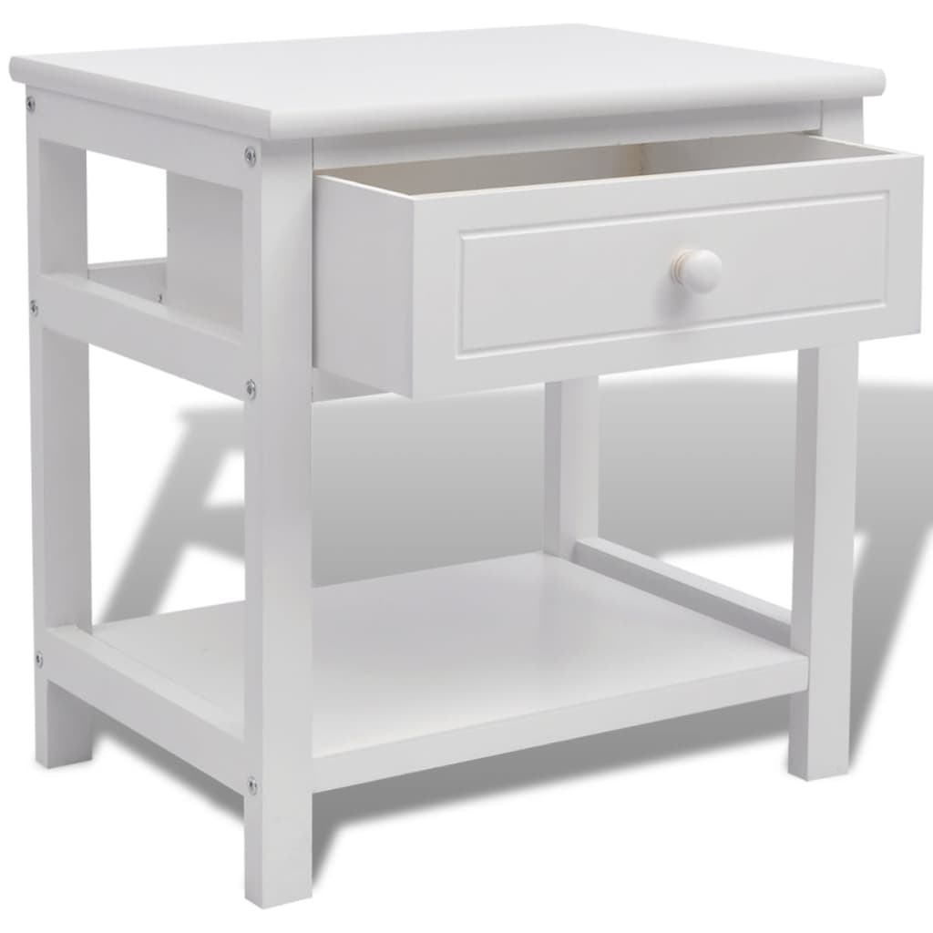 vidaXL Noční stolek dřevěný bílý