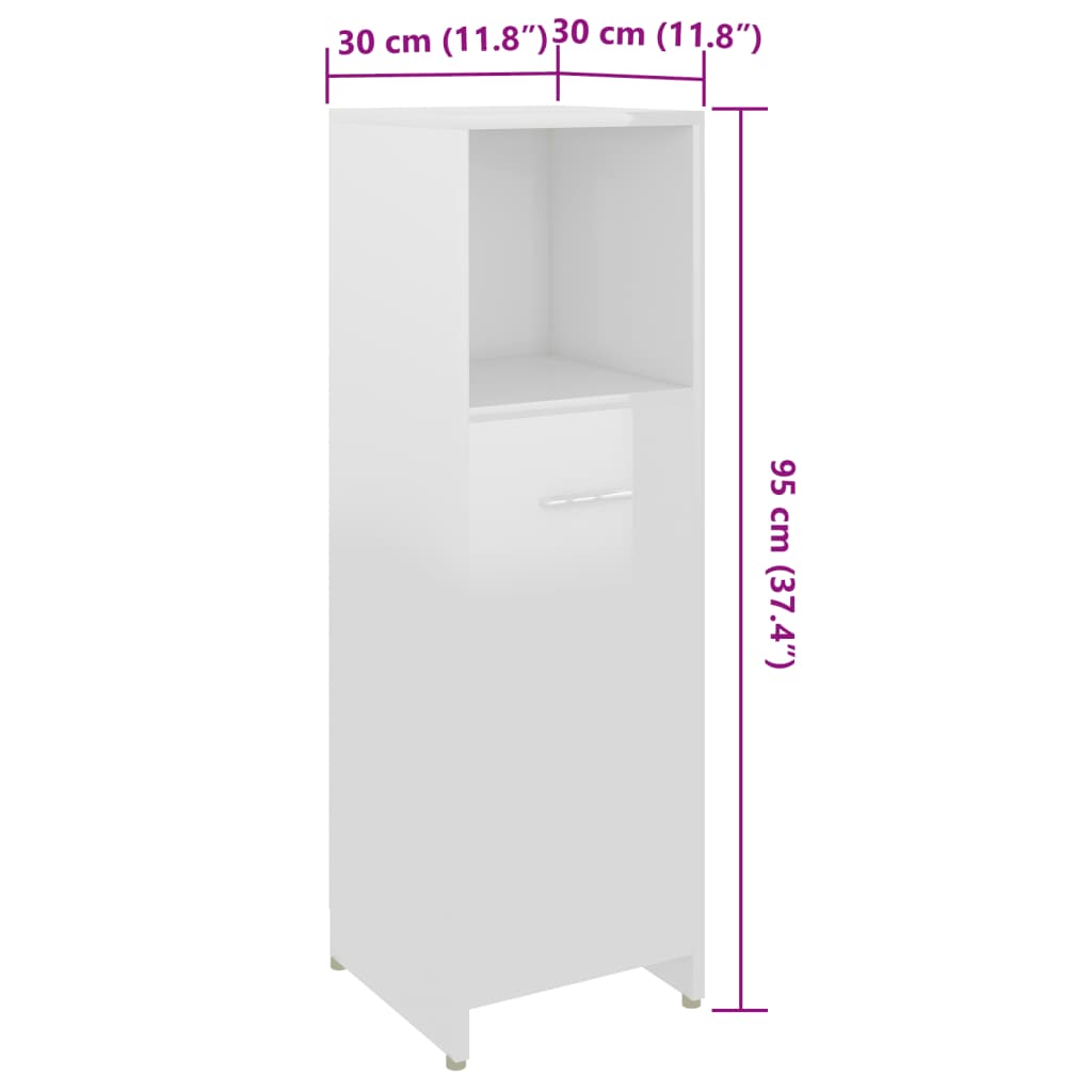 vidaXL 4dílná koupelnová sestava bílá s vysokým leskem