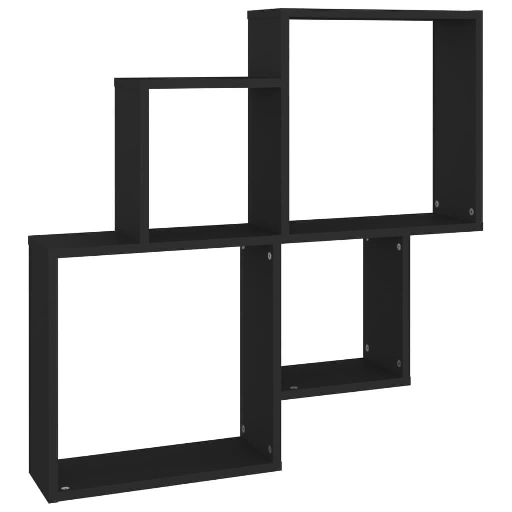 vidaXL Nástěnná krychlová police černá 80 x 15 x 78,5 cm dřevotříska