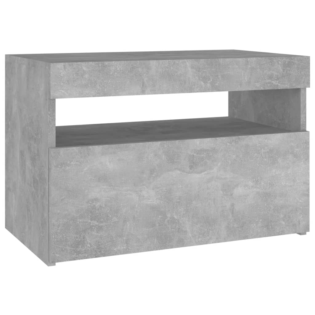 vidaXL Noční stolek s LED osvětlením betonově šedý 60 x 35 x 40 cm