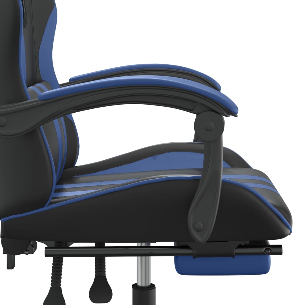 vidaXL Otočná herní židle s podnožkou černá a modrá umělá kůže