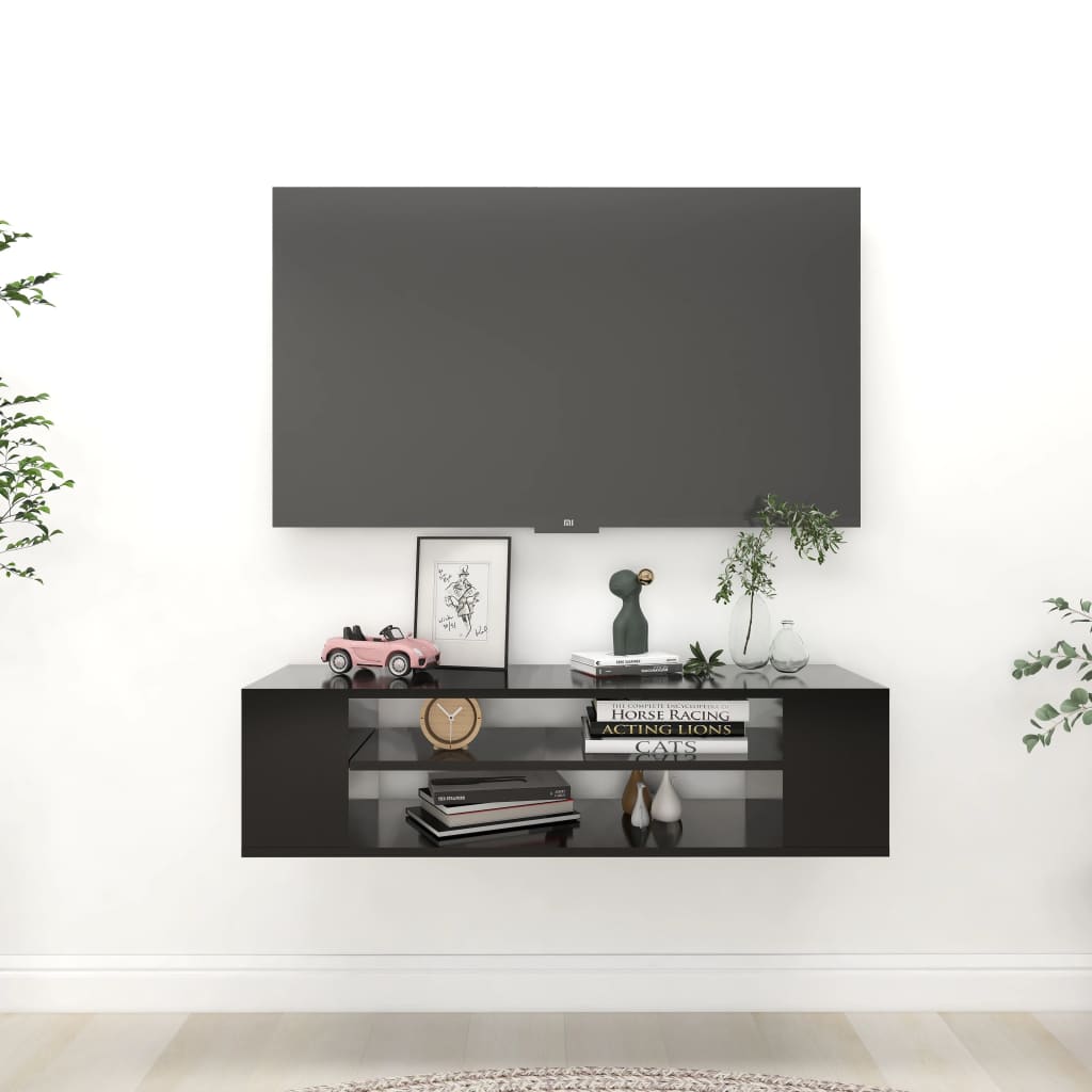 vidaXL Závěsná TV skříňka černá 100 x 30 x 26,5 cm dřevotříska