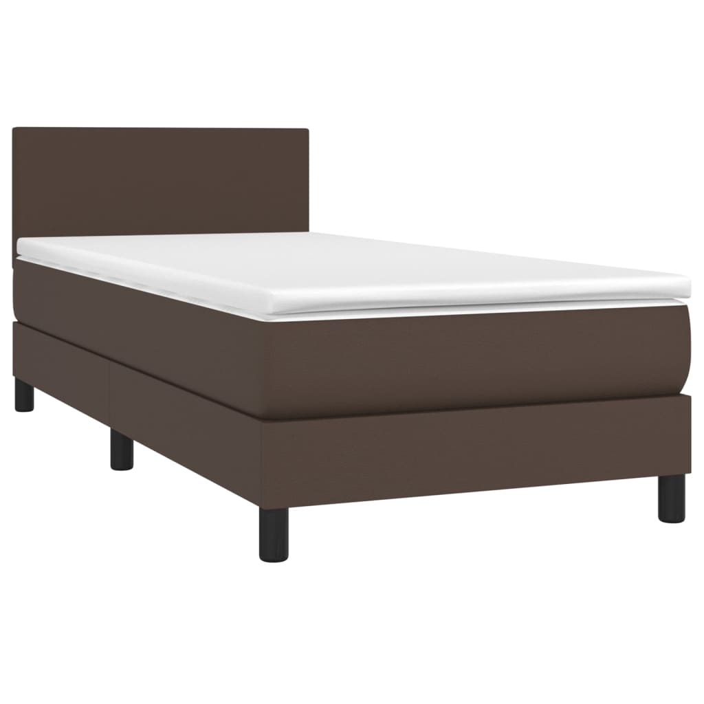 vidaXL Box spring postel s matrací hnědá 100x200 cm umělá kůže