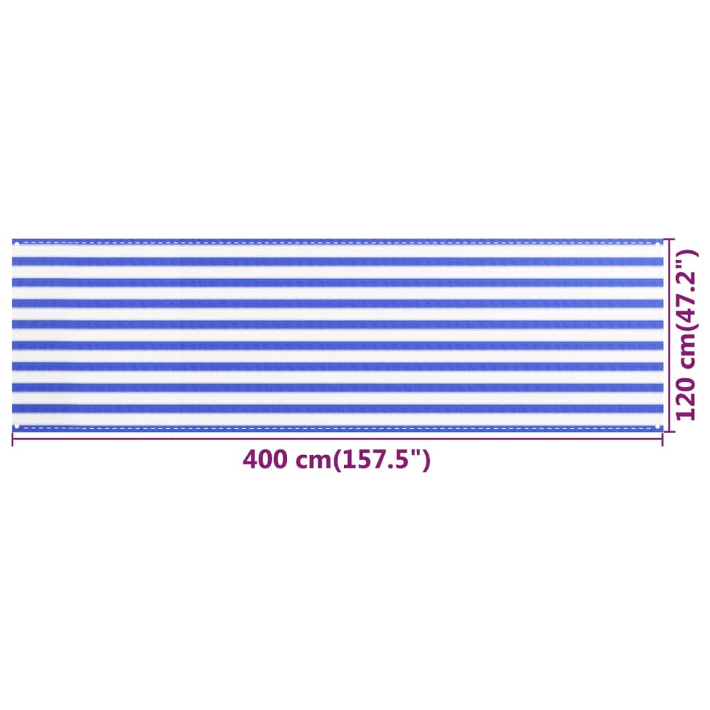 vidaXL Balkonová zástěna modrobílá 120 x 400 cm HDPE