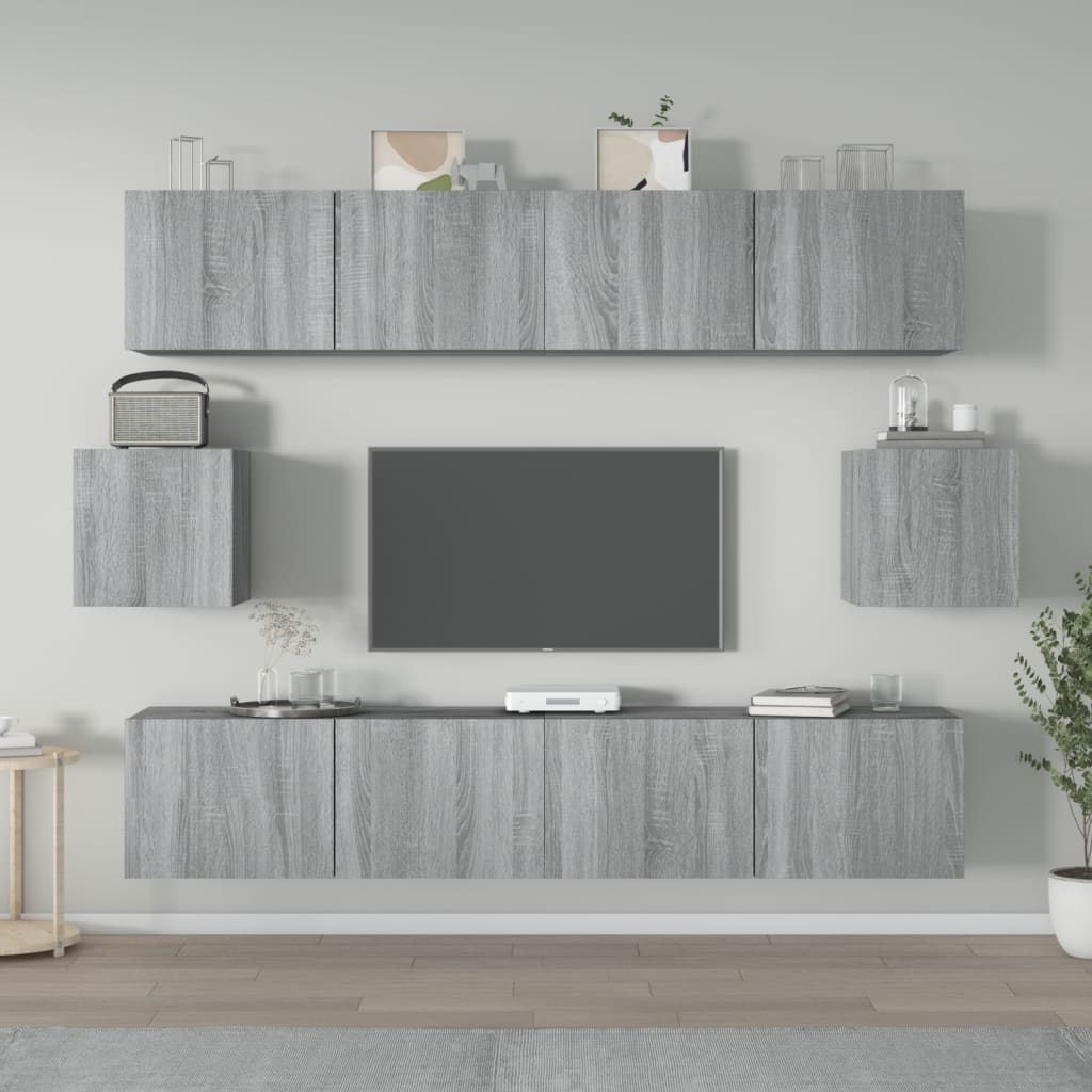 vidaXL 6dílný set TV skříněk šedý sonoma kompozitní dřevo