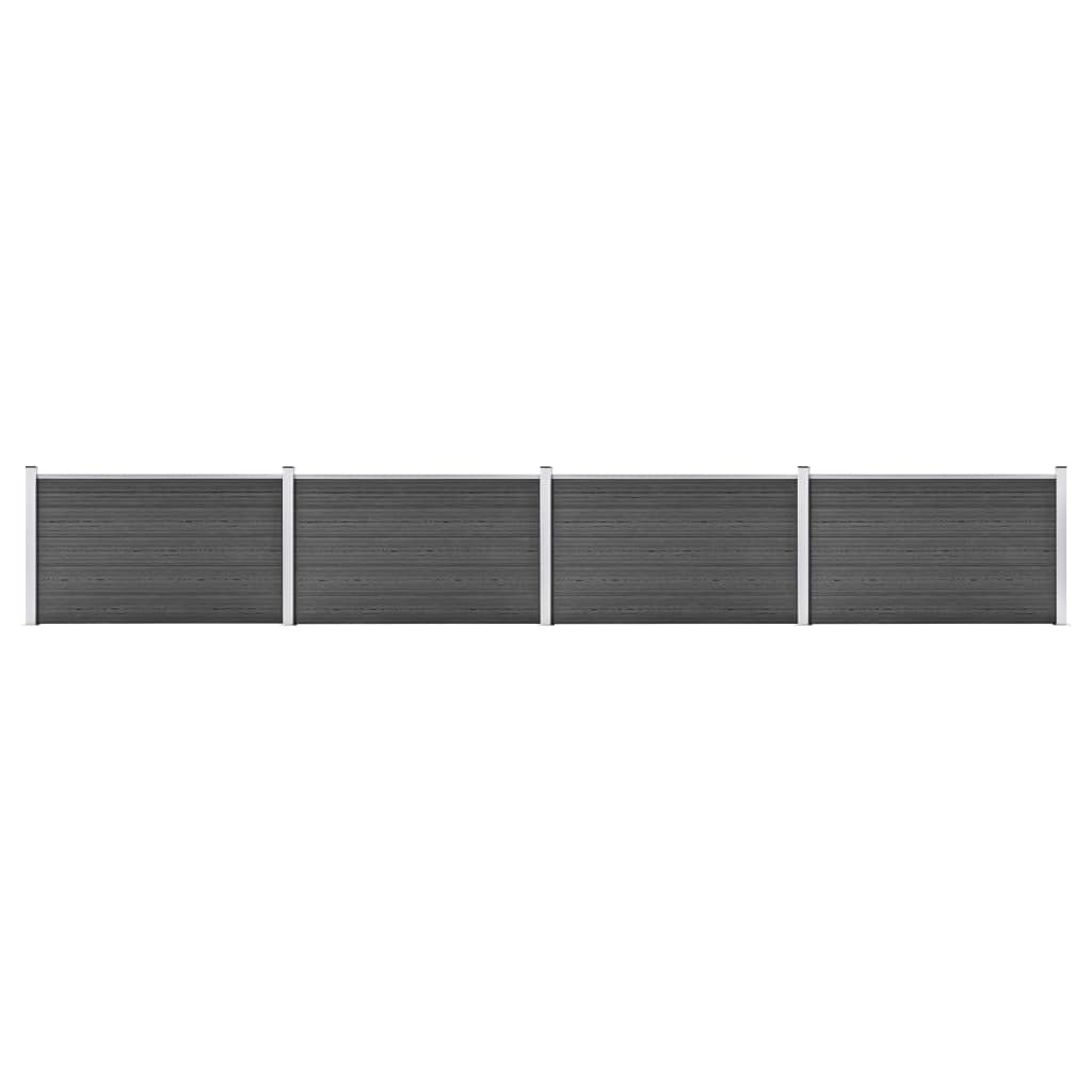 vidaXL Set plotového dílce WPC 699 x 105 cm černý
