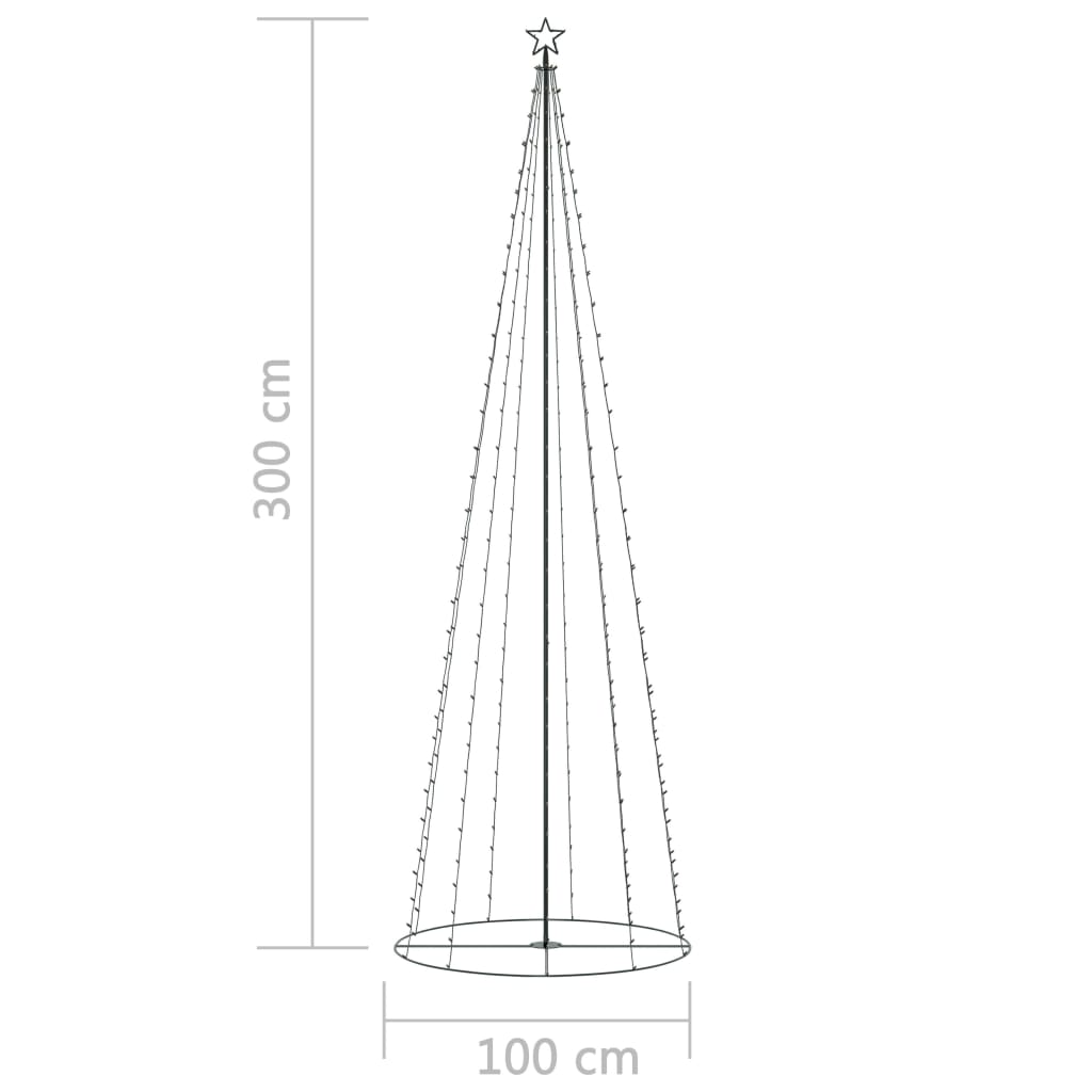 vidaXL Vánoční stromek kužel 330 teplých bílých LED diod 100 x 300 cm