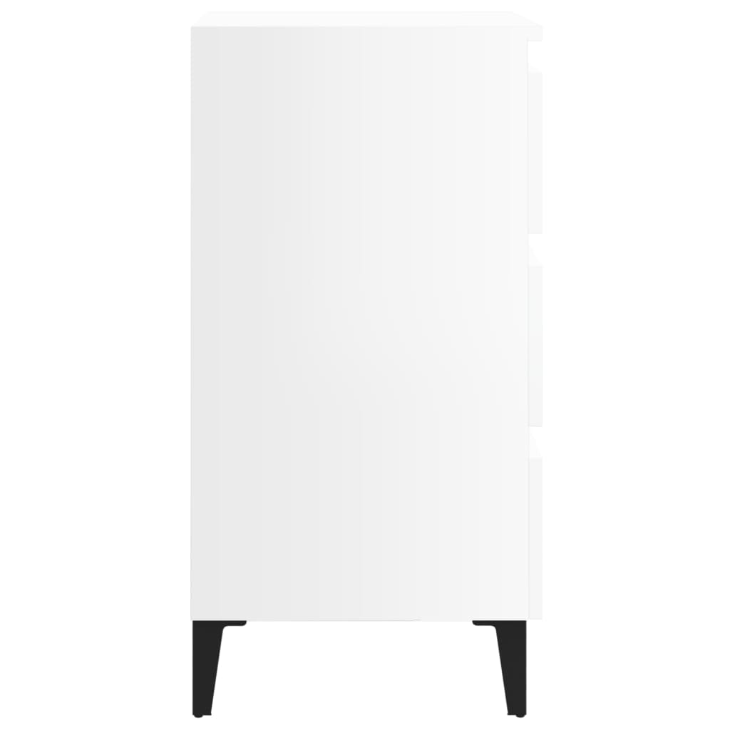 vidaXL Noční stolek s kovovými nohami vysoký lesk bílý 40 x 35 x 69 cm