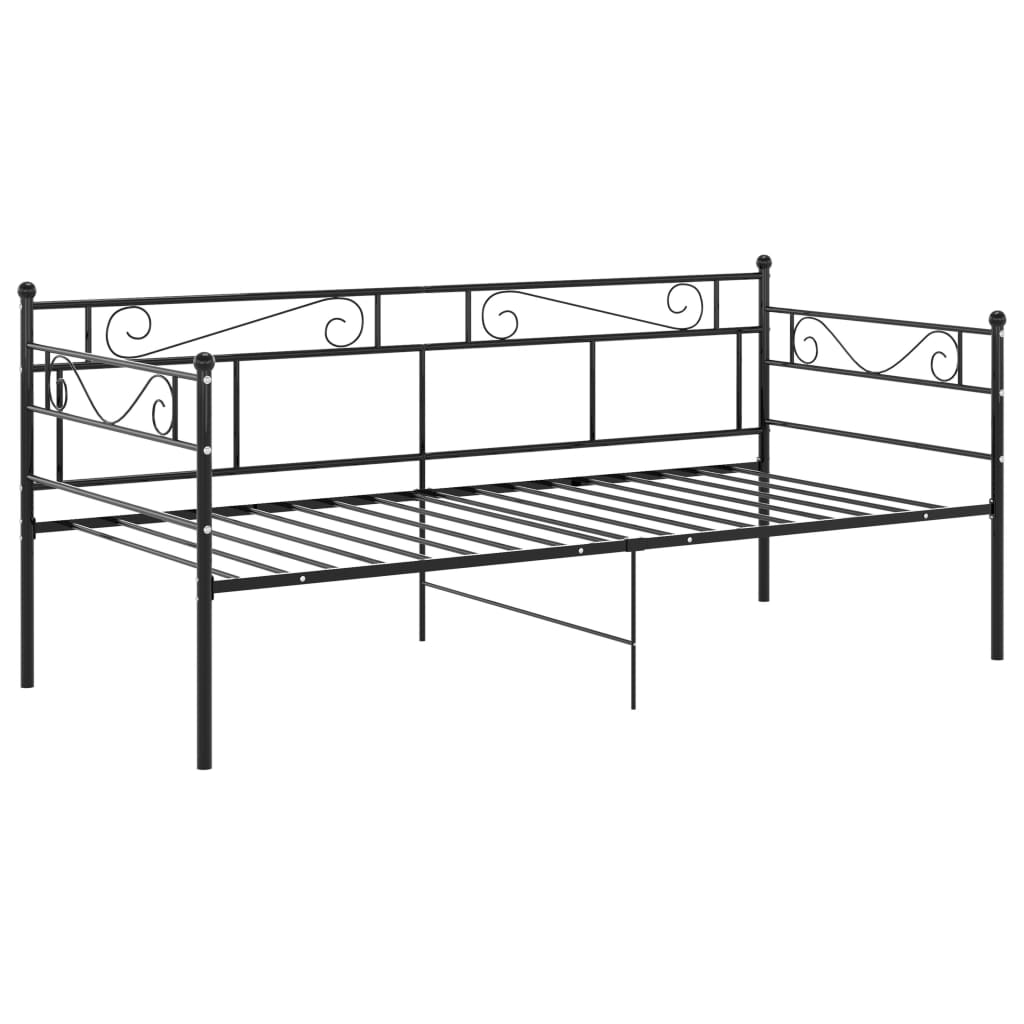 vidaXL Rám rozkládací postele černý kovový 90 x 200 cm