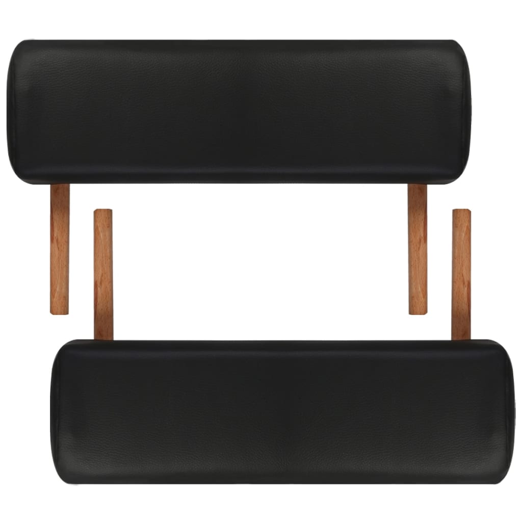vidaXL Černý skládací masážní stůl se 2 zónami a dřevěným rámem