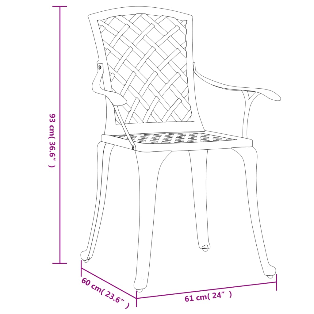 vidaXL Zahradní židle 6 ks litý hliník bílé