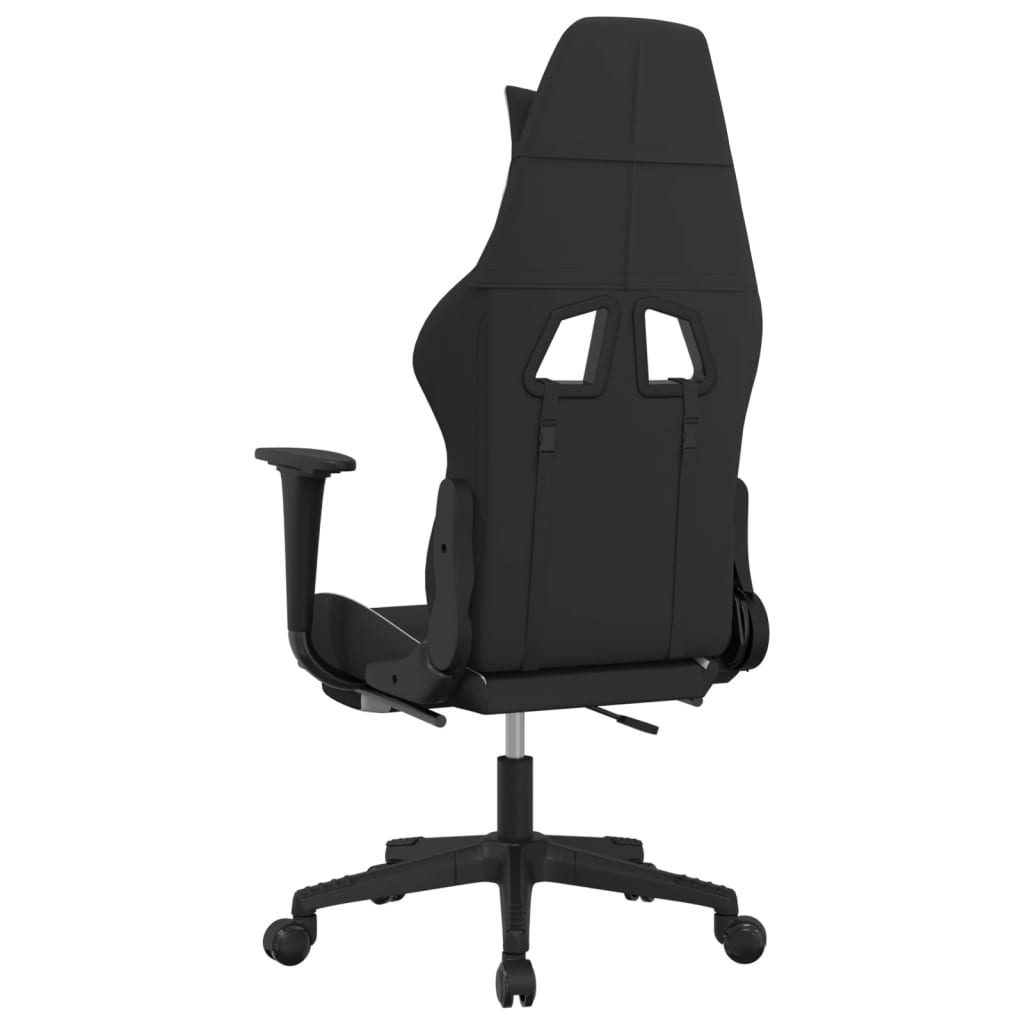 vidaXL Masážní herní židle s podnožkou černá a bílá textil