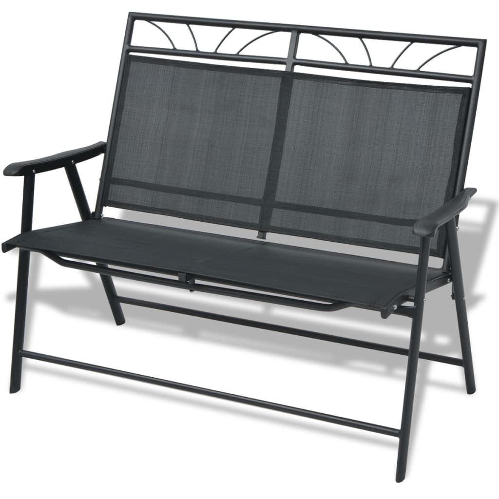 vidaXL Zahradní skládací lavice 118 cm ocel a textilen černá