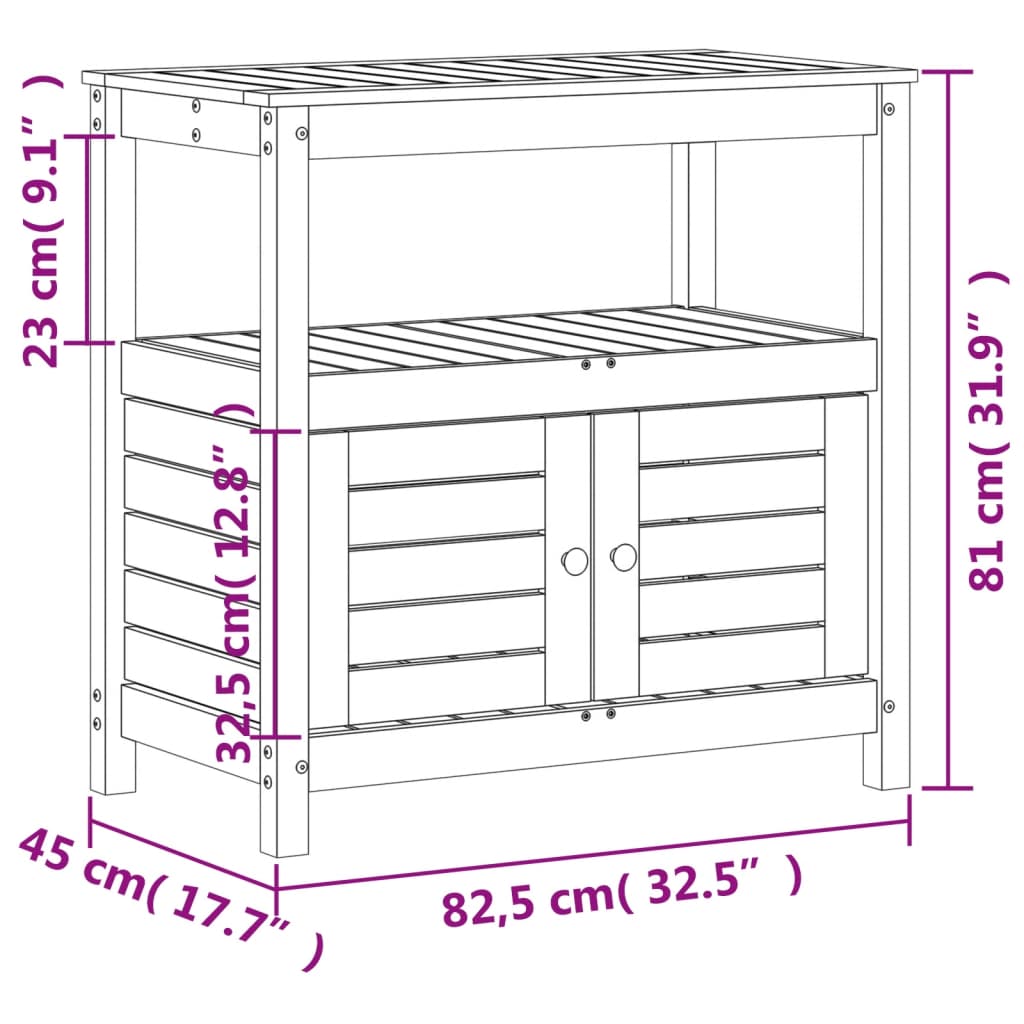 vidaXL Přesazovací stůl s policemi 82,5 x 45 x 81 cm masivní douglaska