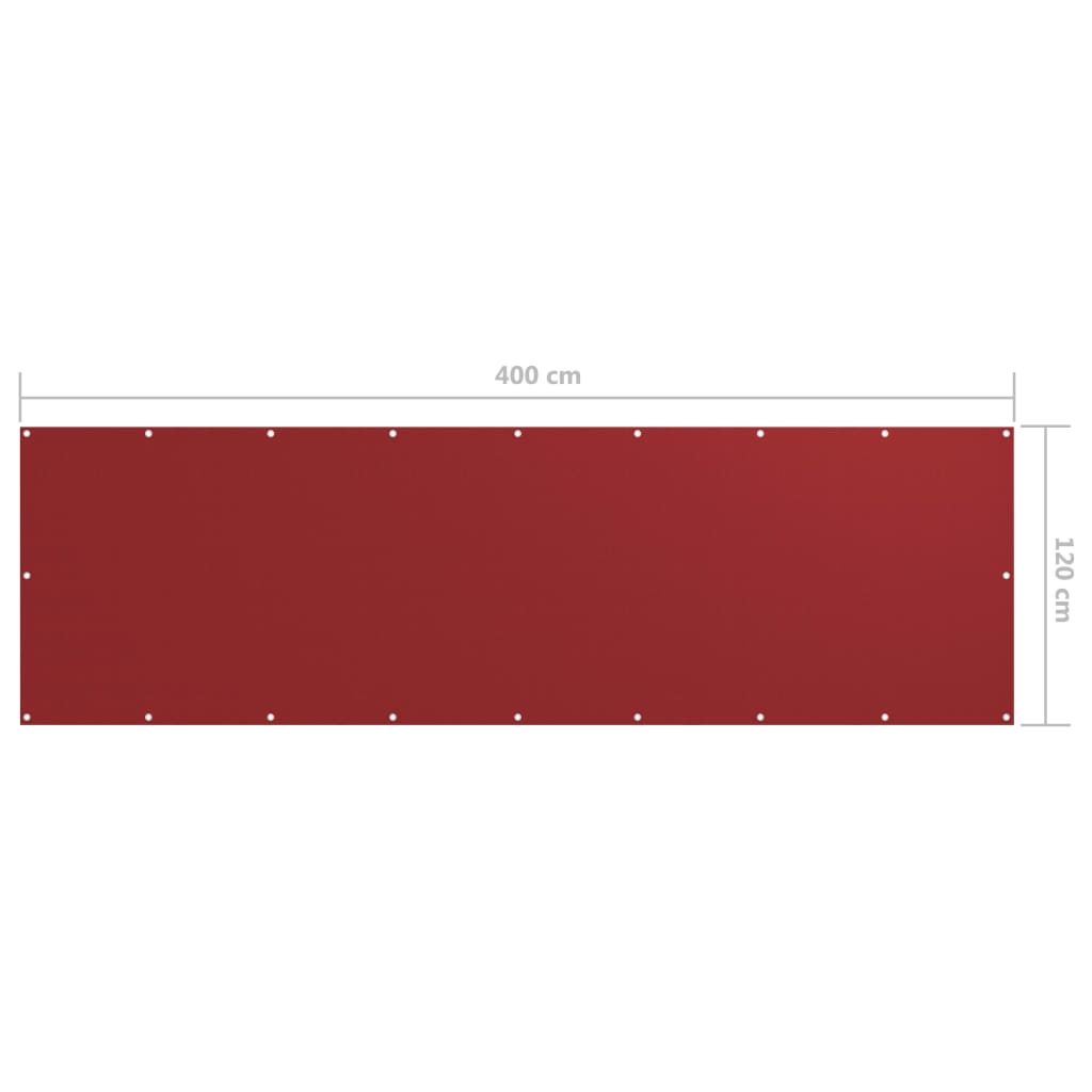 vidaXL Balkónová zástěna červená 120 x 400 cm oxfordská látka
