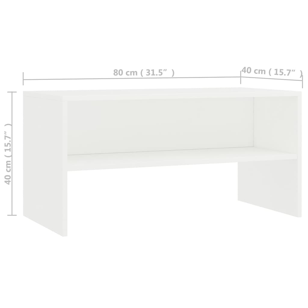vidaXL TV stolek bílý 80 x 40 x 40 cm dřevotříska