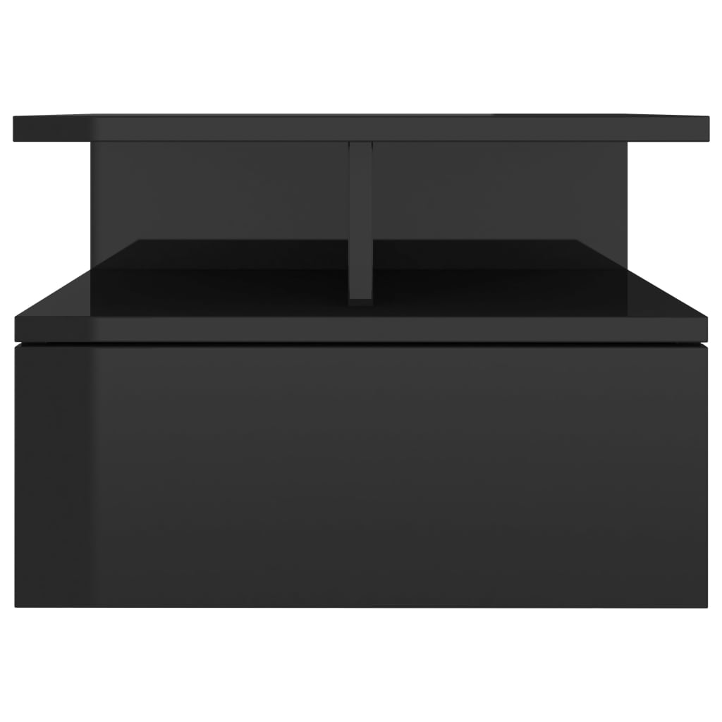 vidaXL Nástěnný noční stolek černý vysoký lesk 40x31x27 cm dřevotříska