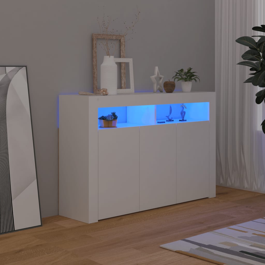 vidaXL Příborník s LED osvětlením bílý 115,5 x 30 x 75 cm