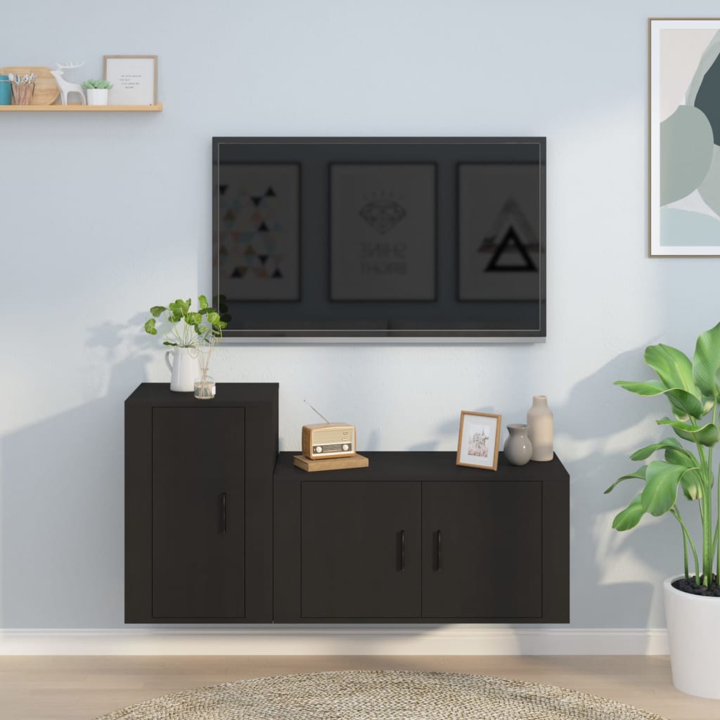 vidaXL 2dílný set TV skříněk černý kompozitní dřevo