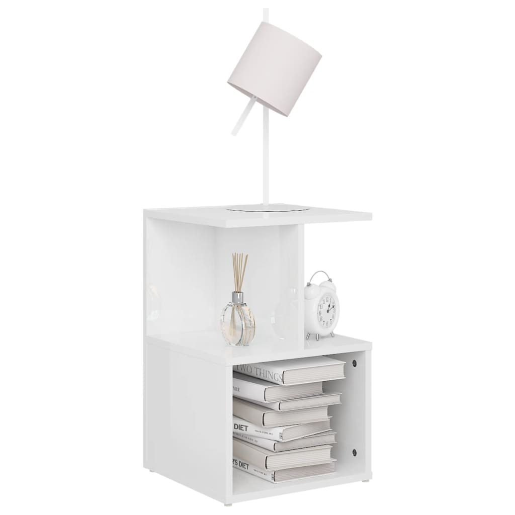 vidaXL Noční stolek bílý s vysokým leskem 35 x 35 x 55 cm dřevotříska