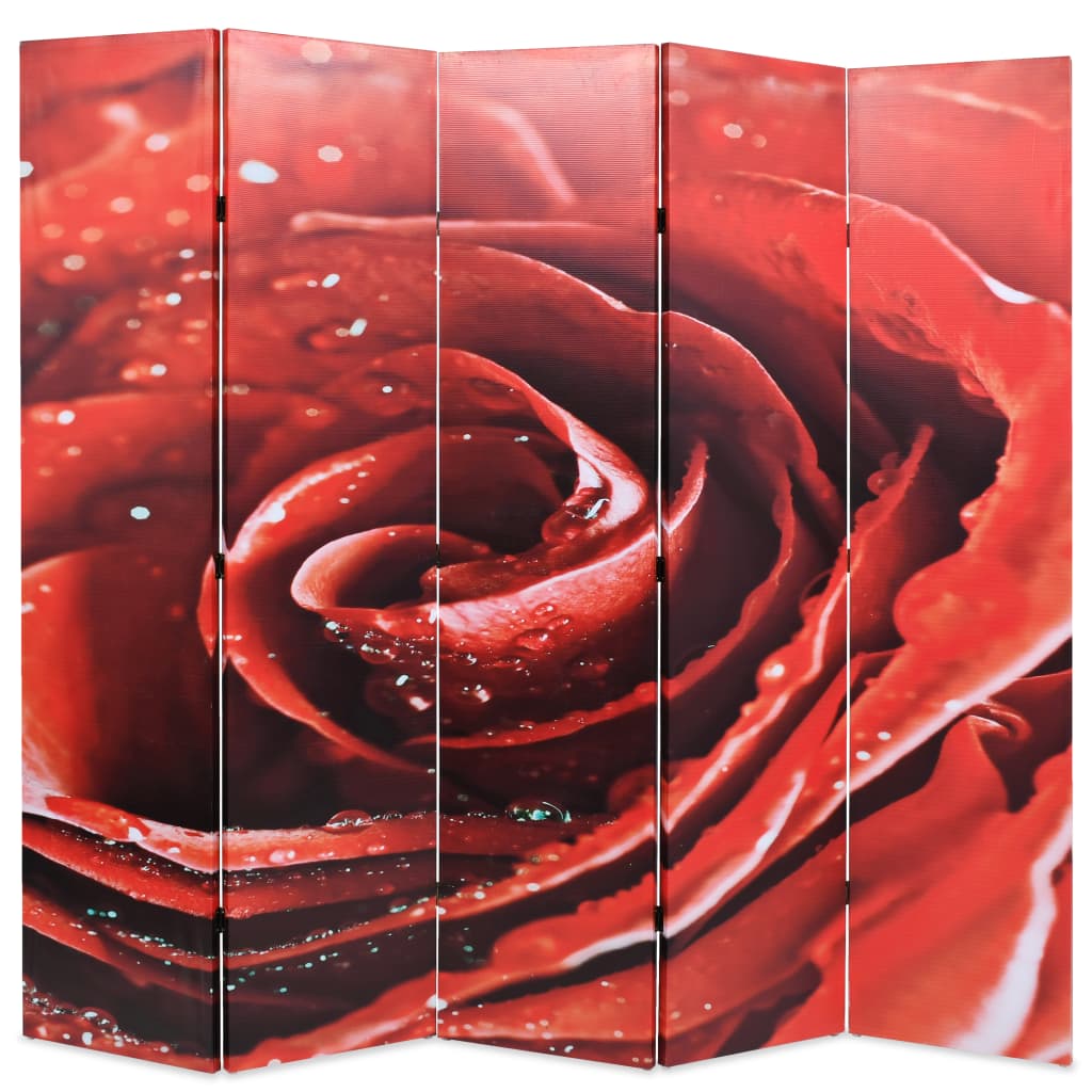 vidaXL Skládací paraván 200 x 170 cm růže červený