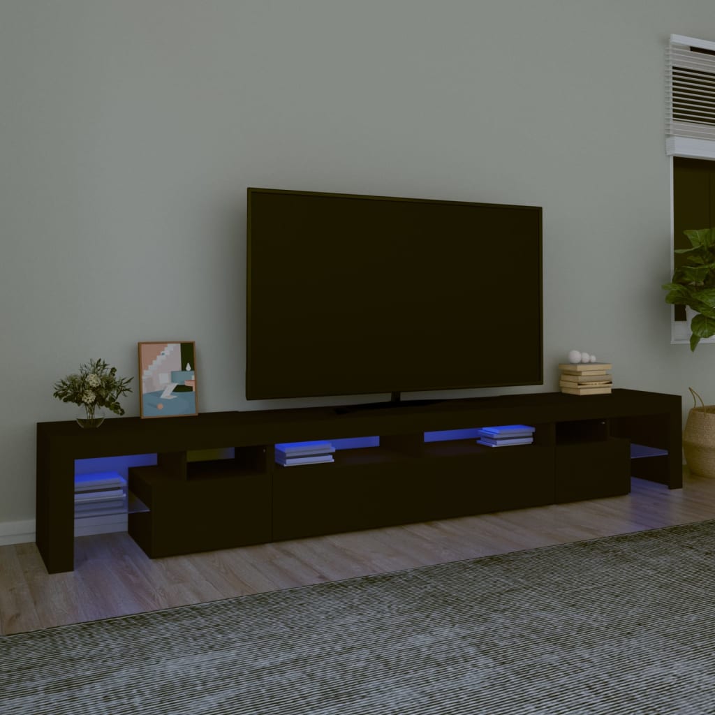 vidaXL TV skříňka s LED osvětlením černá 260x36,5x40 cm
