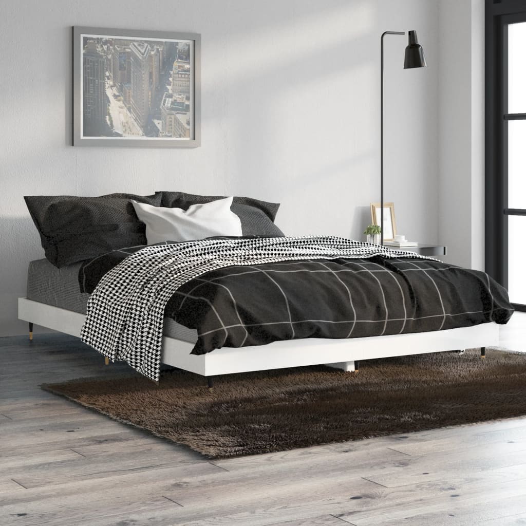 vidaXL Rám postele bílý s vysokým leskem 140 x 190 cm kompozitní dřevo
