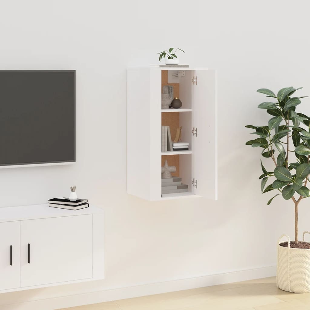 vidaXL Nástěnná TV skříňka bílá 40 x 34,5 x 80 cm