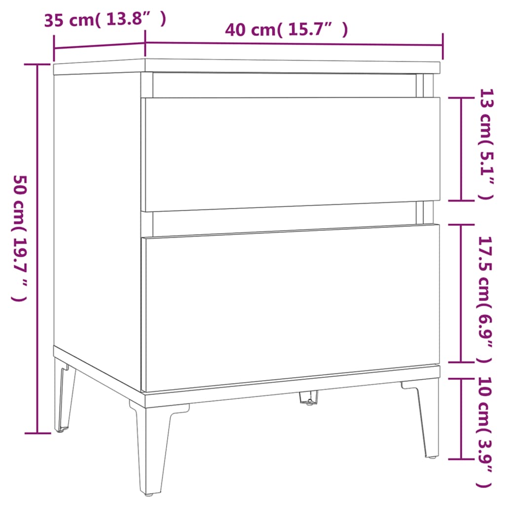 vidaXL Noční stolek bílá 40 x 35 x 50 cm