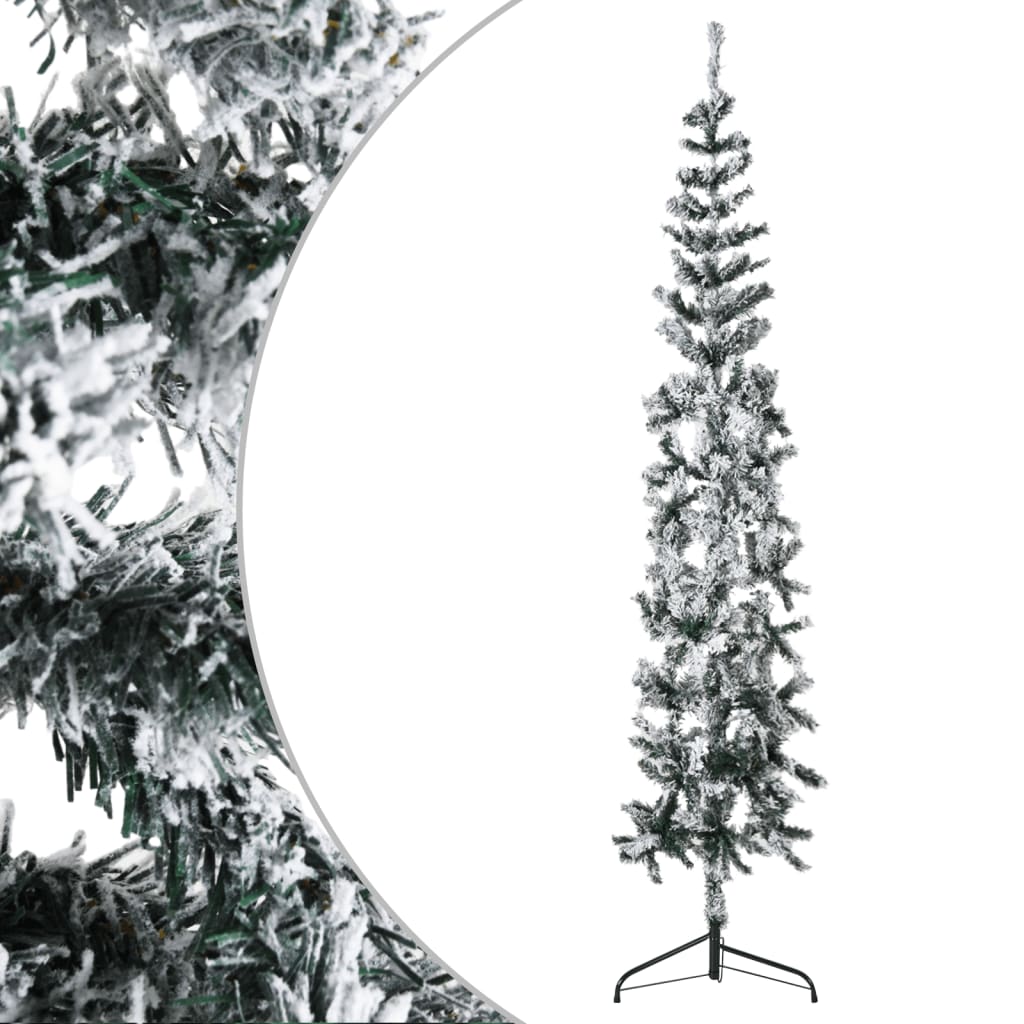 vidaXL Úzký umělý poloviční vánoční stromek se sněhem 240 cm