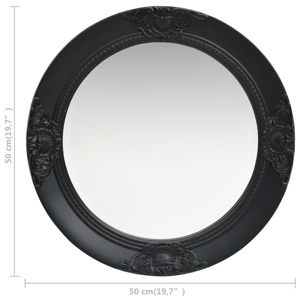 vidaXL Nástěnné zrcadlo barokní styl 50 cm černé