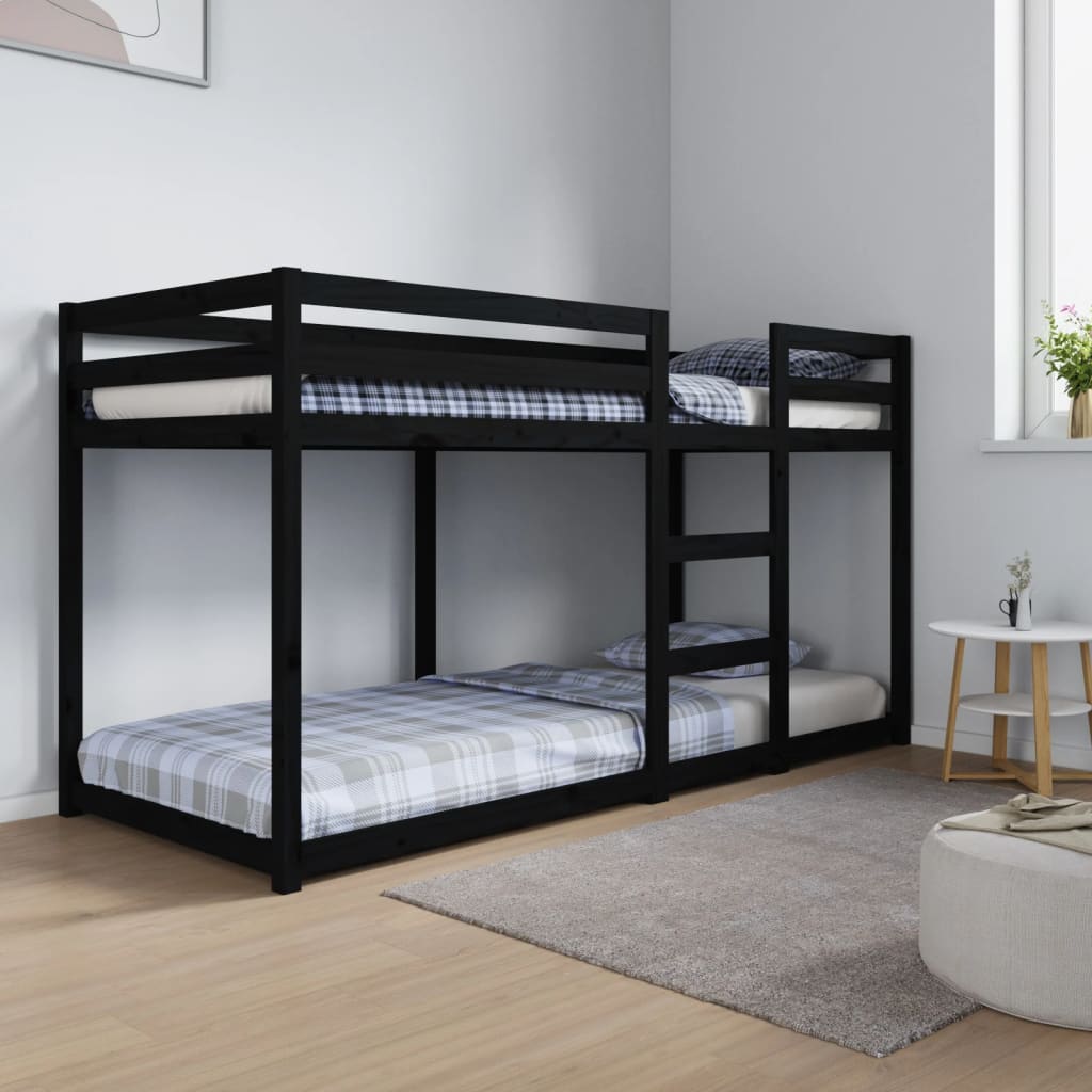 vidaXL Patrová postel černá 80 x 200 cm masivní borové dřevo