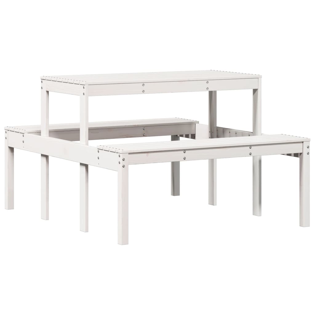 vidaXL Piknikový stůl bílý 110 x 134 x 75 cm masivní borové dřevo