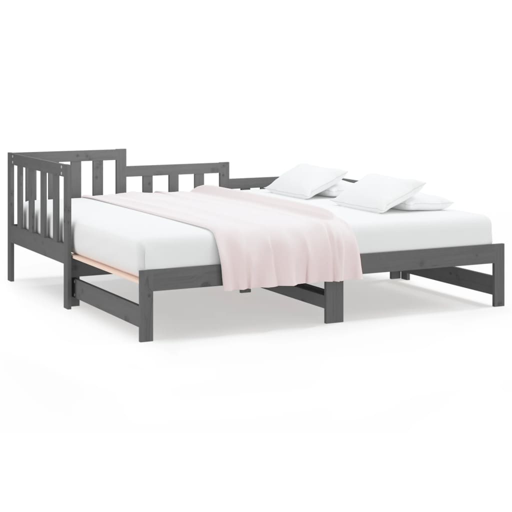 vidaXL Výsuvná postel šedá 2x (80 x 200) cm masivní borovice