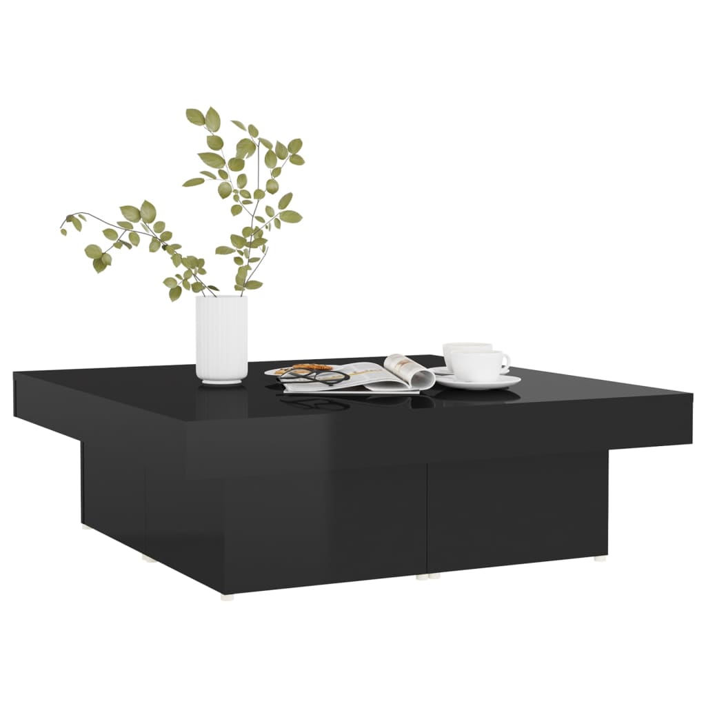 vidaXL Konferenční stolek černý vysoký lesk 90x90x28 cm dřevotříska