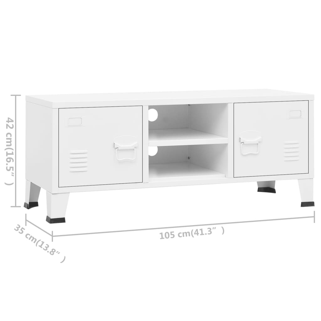 vidaXL Industriální TV skříňka bílá 105 x 35 x 42 cm kov