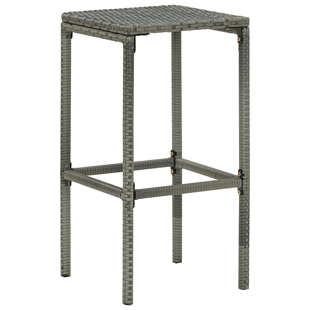 vidaXL Barové stoličky s poduškami 3 ks šedé polyratan