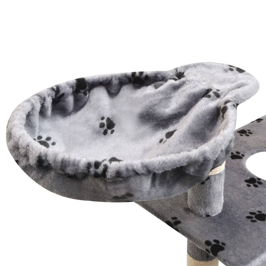 vidaXL Škrabadlo pro kočky, sisalové sloupky 150 cm šedá potisk tlapek