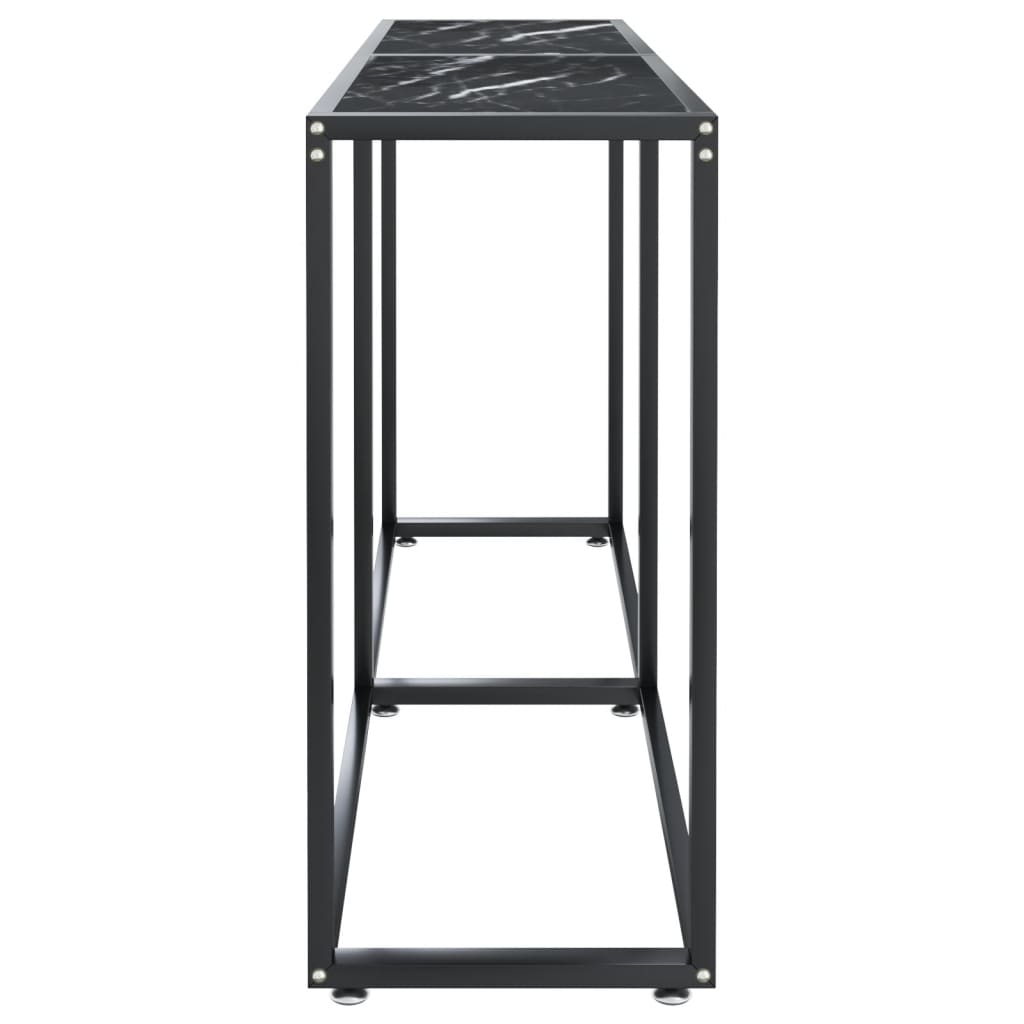 vidaXL Konzolový stolek černý mramor 140 x 35 x 75,5 cm tvrzené sklo